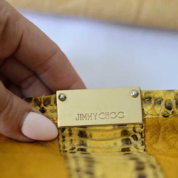 Jimmy choo yellow leather snakeskin clutch - Picture 8 of 16